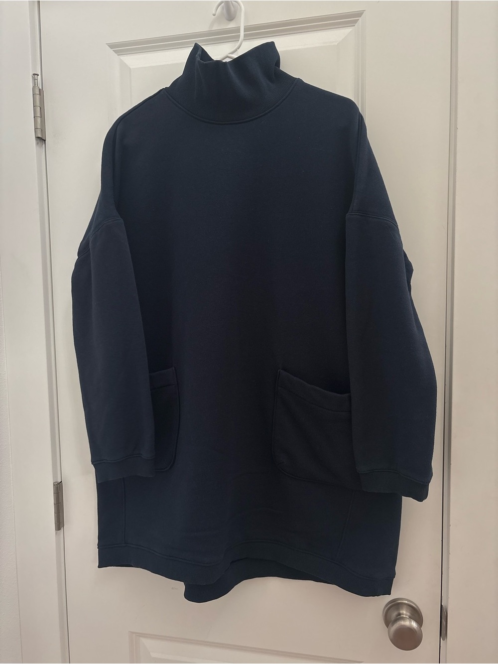 Pomander Place women’s Dark Navy Turtleneck Sweater with Front Pockets